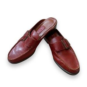 Vintage 90s brown leather mules / loafers